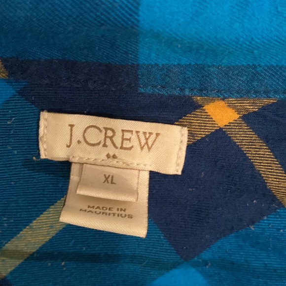 J. Crew Bright blue and yellow flannel button up shirt - Picture 2 of 2